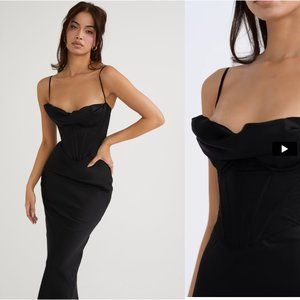 House of CB Charmaine black corset maxi dress MEDIUM BIGGER CUP